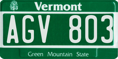 VT license plate AGV803