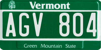 VT license plate AGV804