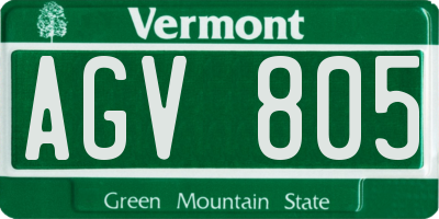 VT license plate AGV805
