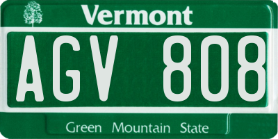 VT license plate AGV808