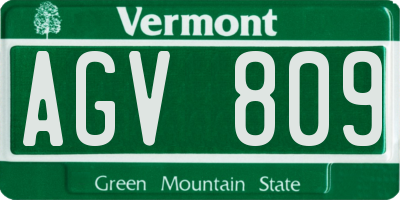 VT license plate AGV809