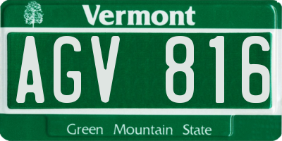 VT license plate AGV816