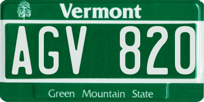 VT license plate AGV820