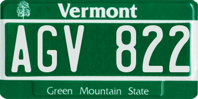 VT license plate AGV822