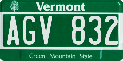 VT license plate AGV832