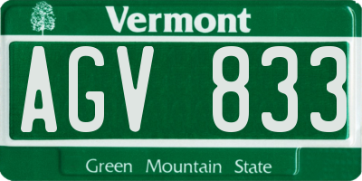 VT license plate AGV833