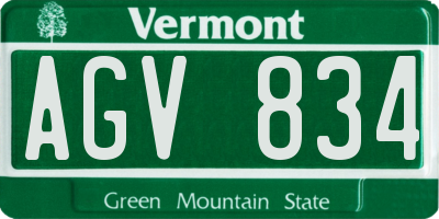 VT license plate AGV834