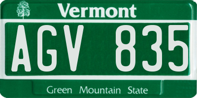 VT license plate AGV835
