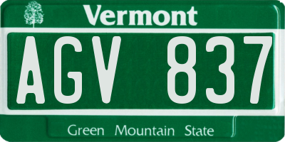 VT license plate AGV837
