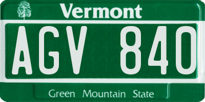 VT license plate AGV840