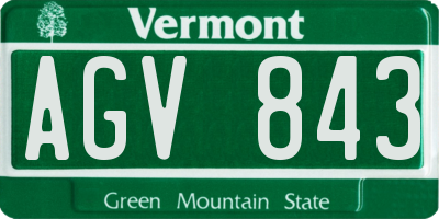 VT license plate AGV843