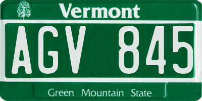 VT license plate AGV845