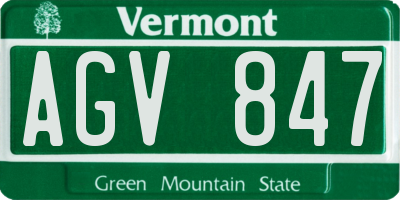 VT license plate AGV847
