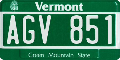 VT license plate AGV851