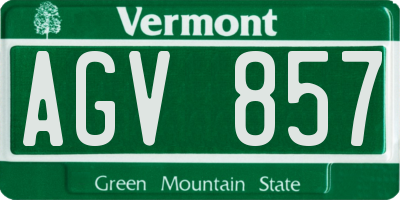 VT license plate AGV857