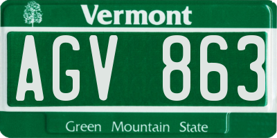VT license plate AGV863
