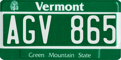 VT license plate AGV865