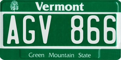 VT license plate AGV866