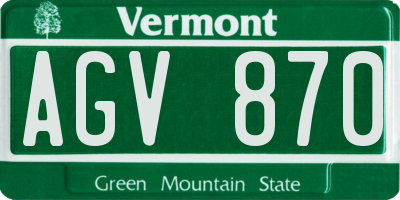 VT license plate AGV870
