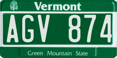 VT license plate AGV874