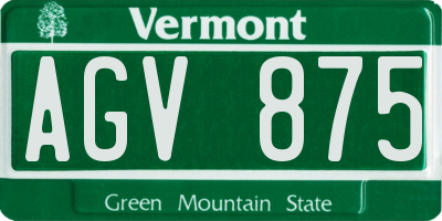 VT license plate AGV875