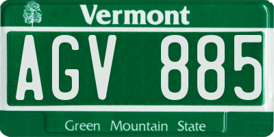 VT license plate AGV885