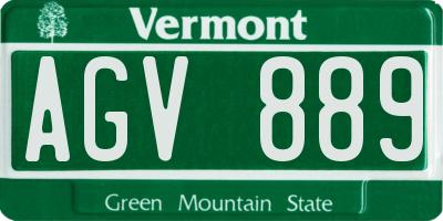 VT license plate AGV889