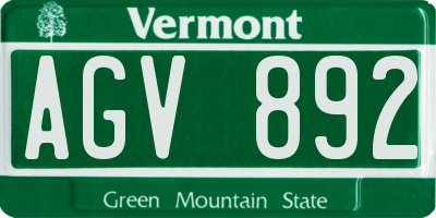 VT license plate AGV892