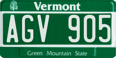 VT license plate AGV905
