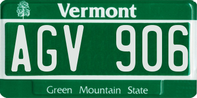 VT license plate AGV906