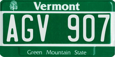 VT license plate AGV907