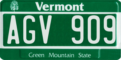 VT license plate AGV909