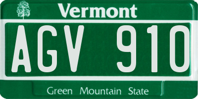 VT license plate AGV910