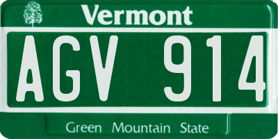 VT license plate AGV914