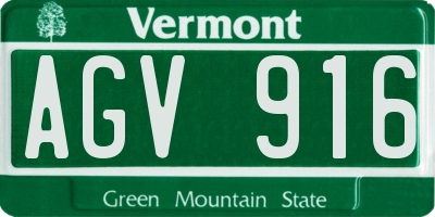 VT license plate AGV916