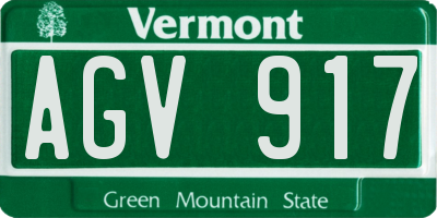 VT license plate AGV917