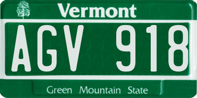 VT license plate AGV918