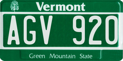 VT license plate AGV920