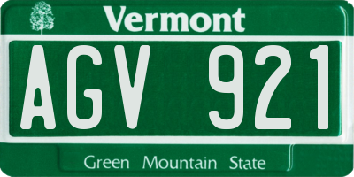 VT license plate AGV921