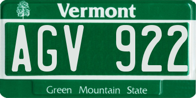 VT license plate AGV922