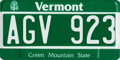 VT license plate AGV923