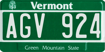 VT license plate AGV924