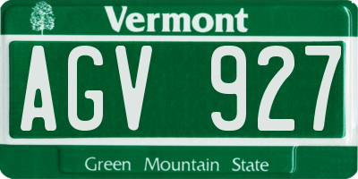 VT license plate AGV927