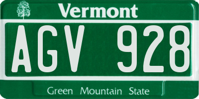 VT license plate AGV928