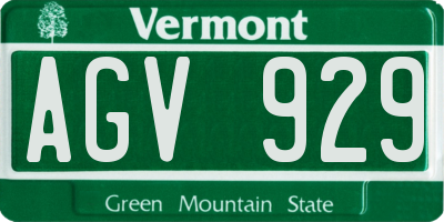 VT license plate AGV929