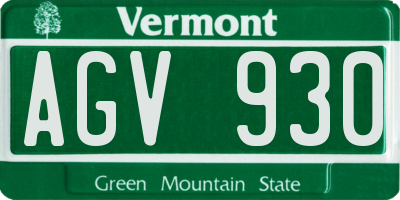 VT license plate AGV930