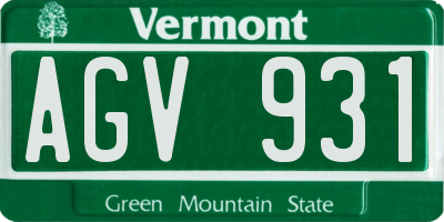 VT license plate AGV931