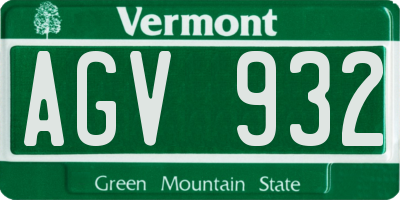 VT license plate AGV932