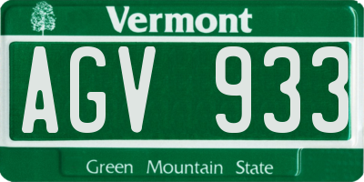 VT license plate AGV933