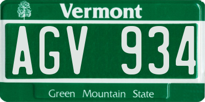 VT license plate AGV934